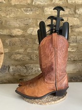 Vintage Acme Tan Brown Embroidered Leather Cowboy Boots Size UK 5 US 7 M Western