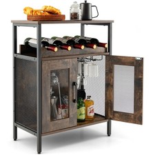 Industrial Wine Cabinet Kitchen Sideboard Buffet Cabinet Glass Holder Wine Rack