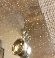 Citrine Pendant  Sterling Silver Pendant on chain 