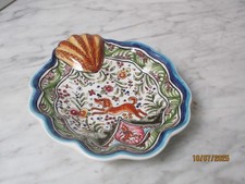 Vtg. Ceramicas de Coimbra Small Serving/Trinket Dish Dog &Floral SEXV11 Portugal