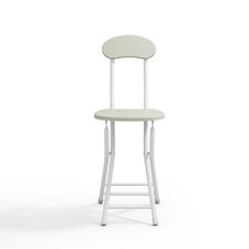 Dining Chair Set of 4 Compact White Wooden Folding Dining Chairs with Metal Legs