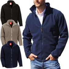 Mens Fleece Jacket New Plain Full Zip Up Heavy Outdoor Warm Polar Anti Pill Work