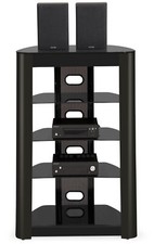 Homeology Zinnia Black Glass 5-Shelf Flat Screen TV/Hi-FI/AV Multimedia Stand