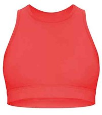 Womens Cotton Yoga High Crew Neck Activewear Workout Gym Crop Top Bralet