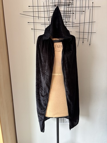 Unisex black velvet hooded - black,