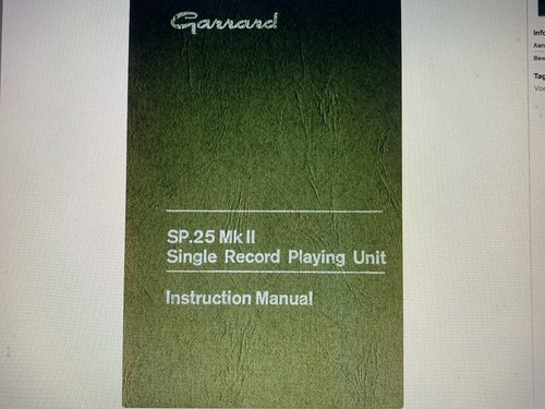 Garrard sp25 mk2 instruction - sp25,