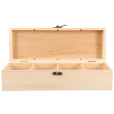 Wooden Box 4-slot Wood Crate Unfinished Mini Wooden Jewelry Box Case Size S