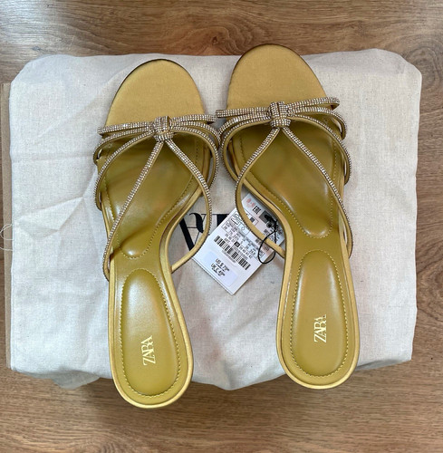 Zara gold rhinestone strappy - rhinestone,
