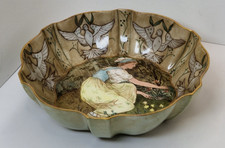 Victorian, 1892, Royal Crown Derby Porcelain Fluted Bowl Painted by James Rouse 