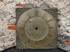 18-19thC Unnamed Engraved Brass Long Case Clock Dial ONLY 12" Sq #ESK