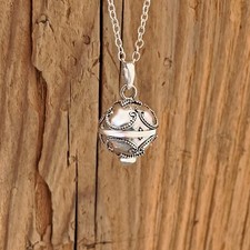 Angel Caller Sterling Silver Pendant Necklace Moonstone Harmony Bola Chime Ball