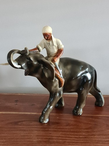 Art deco chalkware elephant - art,