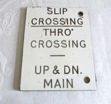 Traffolyte "SLIP CROSSING Thro' Crossing UP & DN" Railway Signal Box Lever Sign