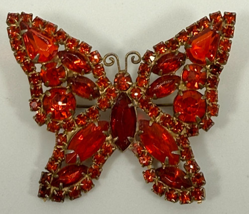 Vintage orange rhinestone - orange,