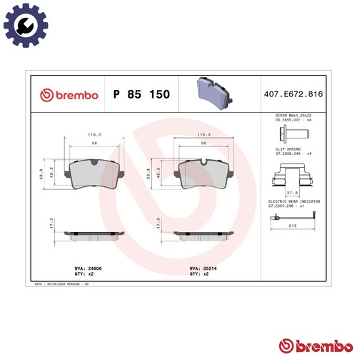 Brake pad set disc - brake, 85