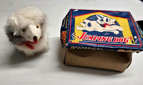 Vintage mechanical jumping dog - vintage,