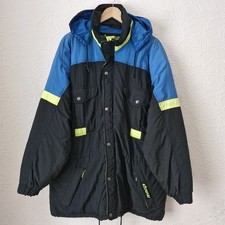 Vintage 1980s Mens Hooded Campri Ski Jacket Coat Black Size Large Pockets B53