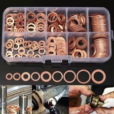 200-600Pcs Assorted Copper Car Engine Washers Crush Seal Flat Ring Gasket Set UK