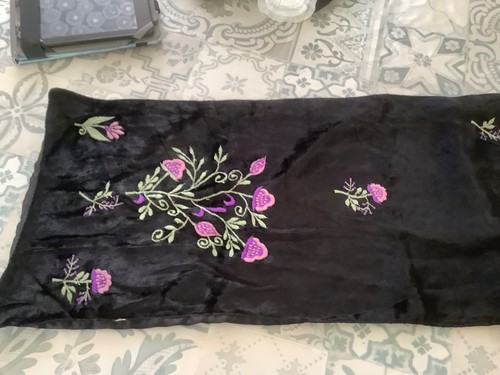 Vintage black velour scarf - vintage,