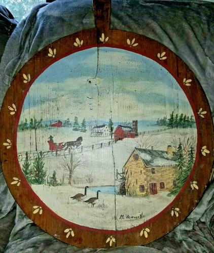Antique round wooden french - round,
