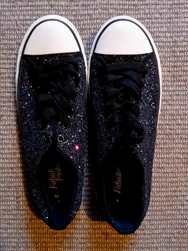 Women sparkly black glitter - black,
