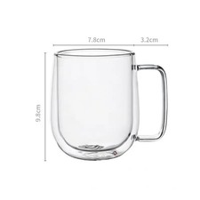 150-350ml Double Wall Glass Mug Heat Resistant Coffee Cup with Handle Clear