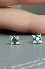 925 Sterling Silver emerald earrings