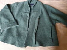 OSKA 100% Boiled Virgin Wool Short Jacket Coat size 1 Pea Green Button Up 