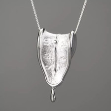 Ladies 925 Sterling Silver Melted Clock Dali Pendant Necklace Handmade Gift