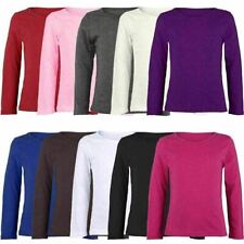 Tops Kids Plain Basic Top Long Sleeve Children Girls Boys School T-Shirt 2-13