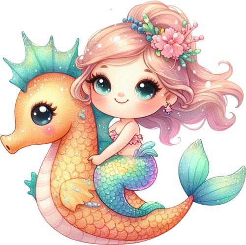 Colourful magical sea mermaid - colourful,