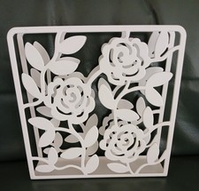 Ikea Metal Floral Cream Napkin Serviette Holder 6ins