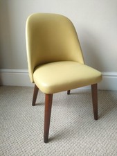 Vintage Mid Century Childs Wooden Vinyl Upholstered Yellow Chair