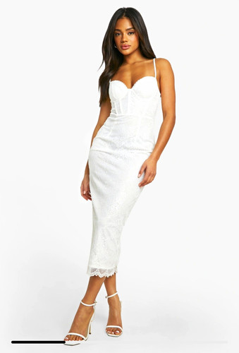 Boohoo white floral lace - white,