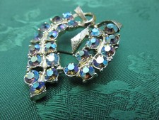 Beautiful Vintage Blue Purple Iridescent Diamante Shimmer Shine Sparkle Brooch