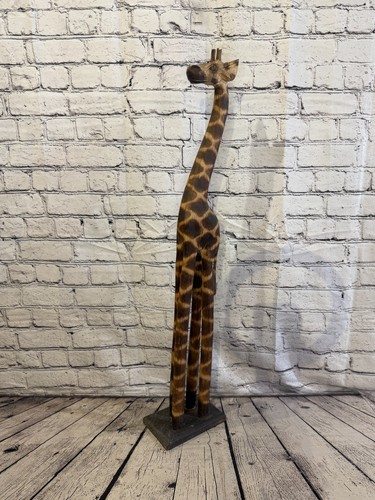 80cm burnt wooden giraffe - burnt,