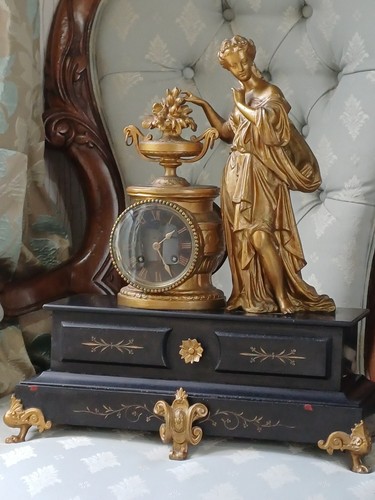 Antique gilt spelter lady - antique,