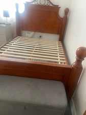 Bed -Vintage Solid Wood Chunky Mahogany King Size Bed Frame