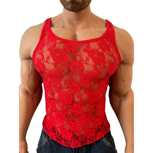 Men transparent mesh lace - men's,