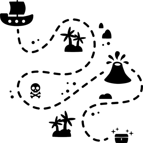 Pirate treasure map wall art - treasure,