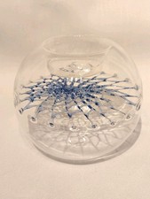 Hand Blown German Glass Sphere Tealight Holder with Blue Glass  net inside