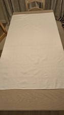 Vintage White Linen Damask Tablecloth 54" X 56"