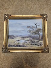 Original Oil Painting Wheeldale Moor North Yorkshire Pickering Gold Wooden Frame