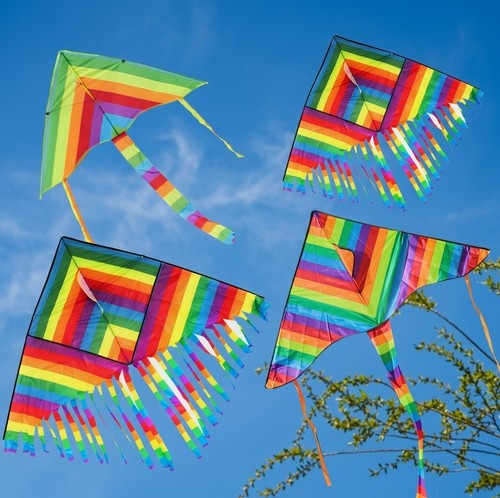 Easy fly colorful rainbow - colorful, kite