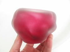 Abstract Unusual Pink Bubblegum Satin Purple Studio Glass Dimple Blob Vase Bowl