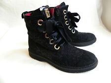 Cesare Paciotti Girl's Black Suede Gold Glitter Boots Shoes EU 32 UK 13