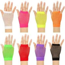 Fishnet gloves RED BLUE ORANGE PINK PURPLE WHITE NEON YELLOW /GREEN (B32a/B83) *