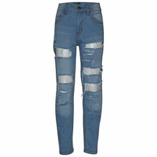 Boys Ripped Denim Jeans Comfortable Stretch Skinny Trousers Trendy Summer Pants