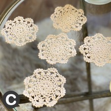 Set of 6 Luxury 4" Round Cotton Crochet Lace Doilies Coasters Knitted Country