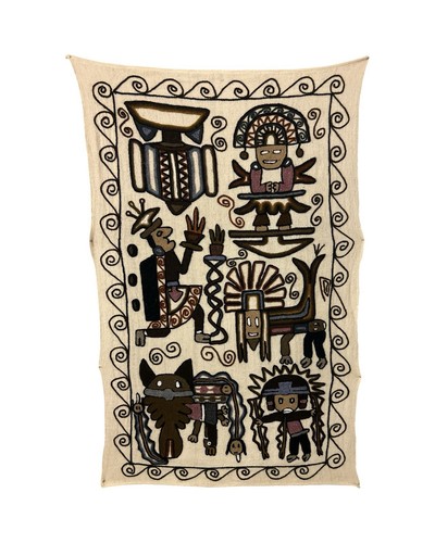 Vintage peruvian tapestry gods - vintage,